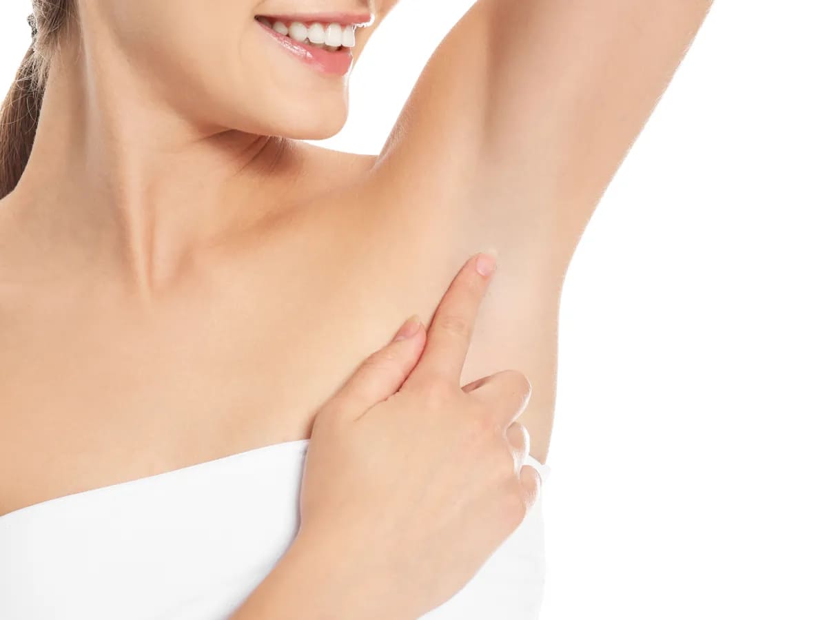 Close-up of underarm laser hair removal session